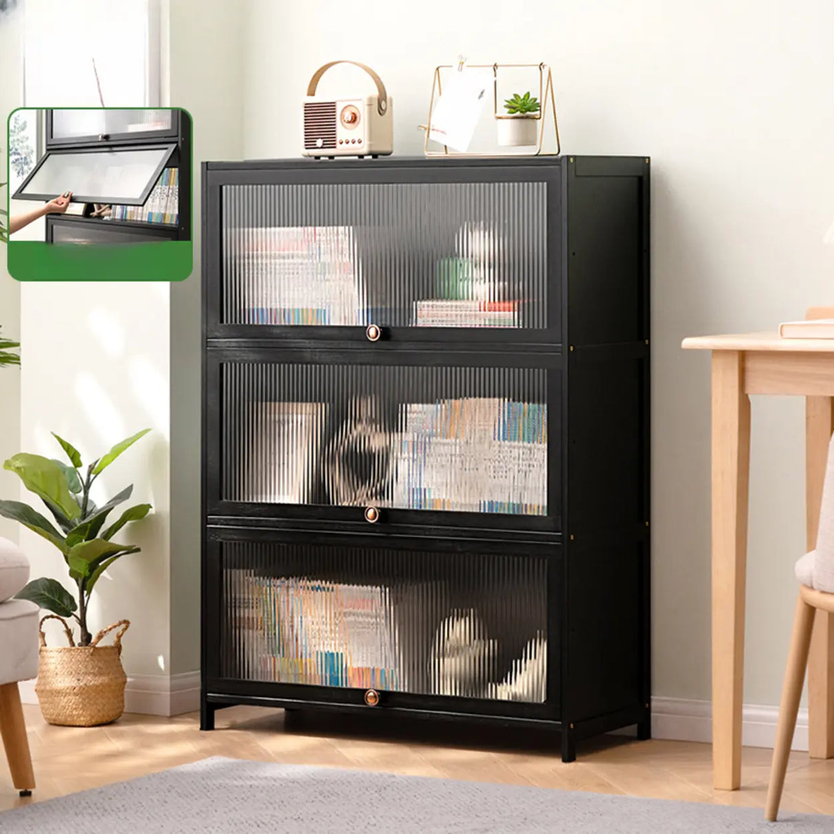 Black Closed Back Wood Vertical Organizer Bookcase Image - 26