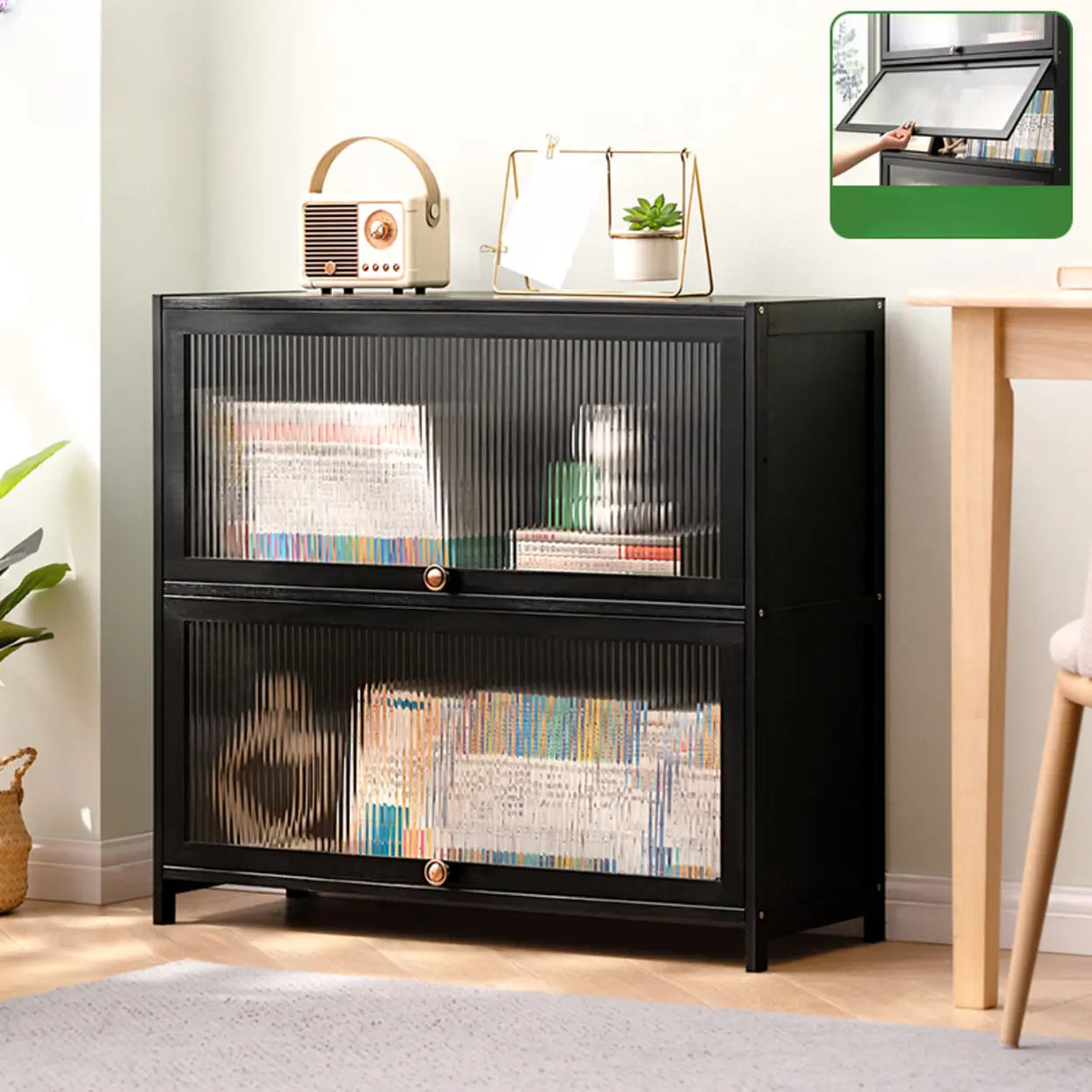 Black Closed Back Wood Vertical Organizer Bookcase Image - 27