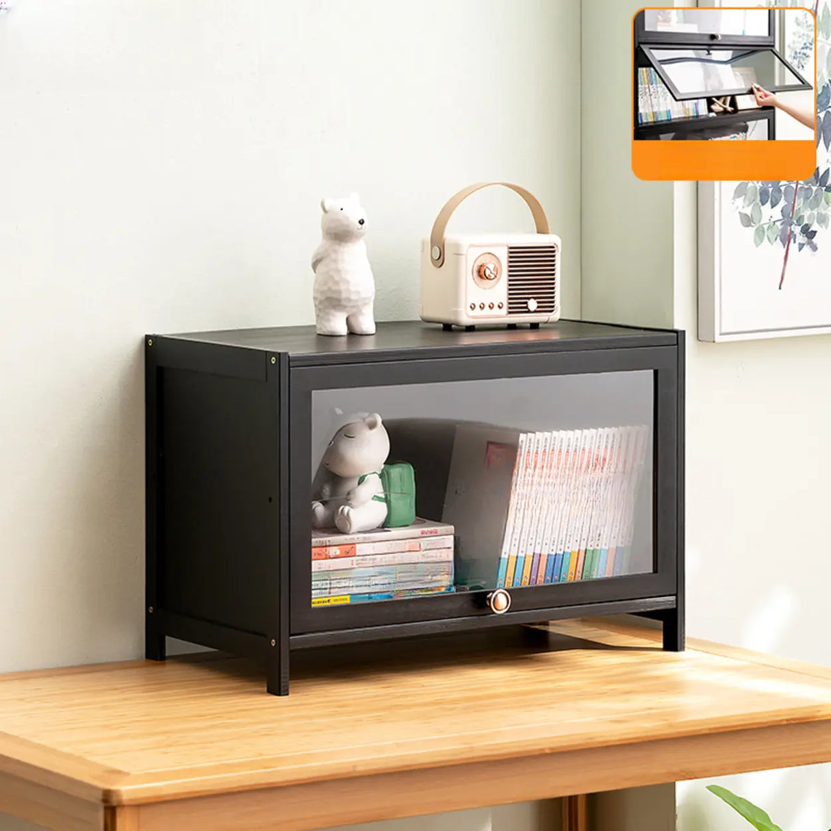 Black Closed Back Wood Vertical Organizer Bookcase Image - 28