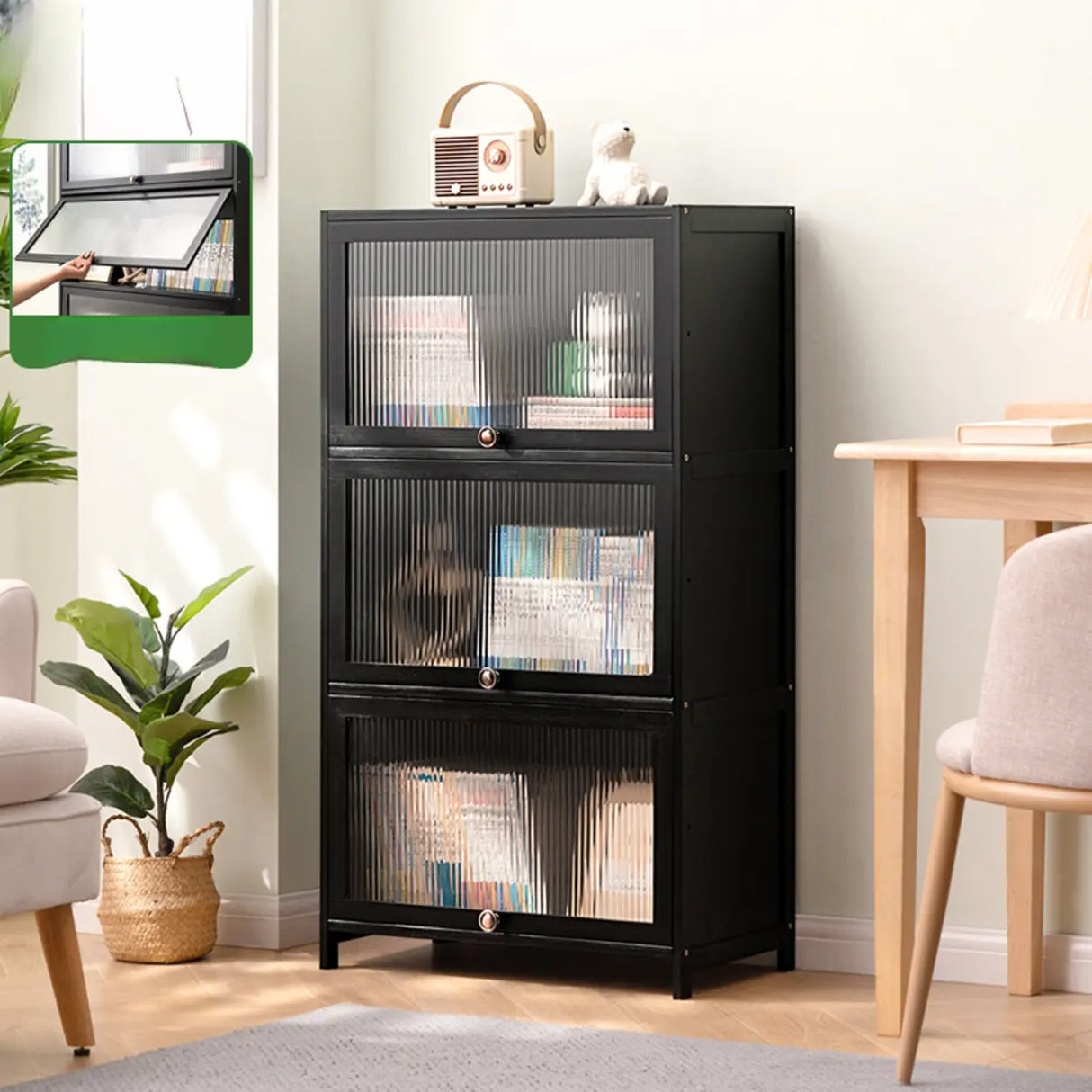 Black Closed Back Wood Vertical Organizer Bookcase Image - 29