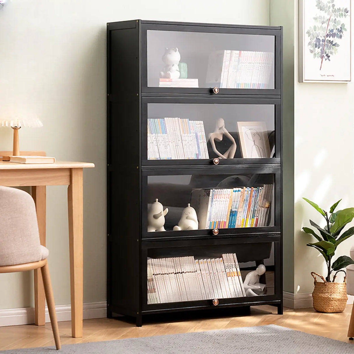 Black Closed Back Wood Vertical Organizer Bookcase Image - 31