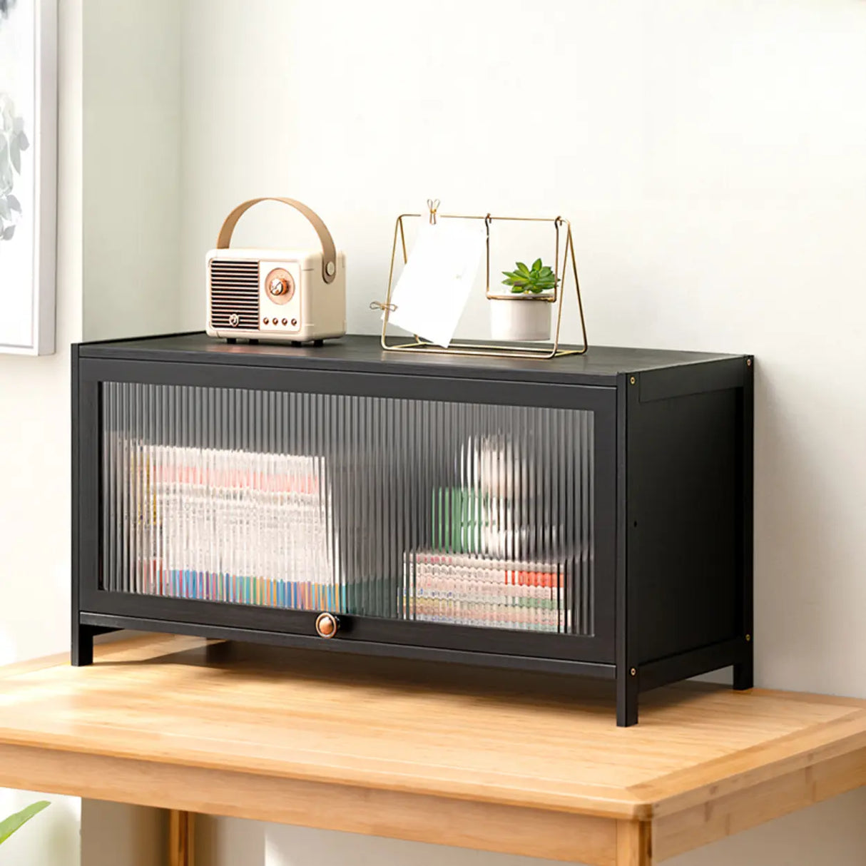 Black Closed Back Wood Vertical Organizer Bookcase Image - 33