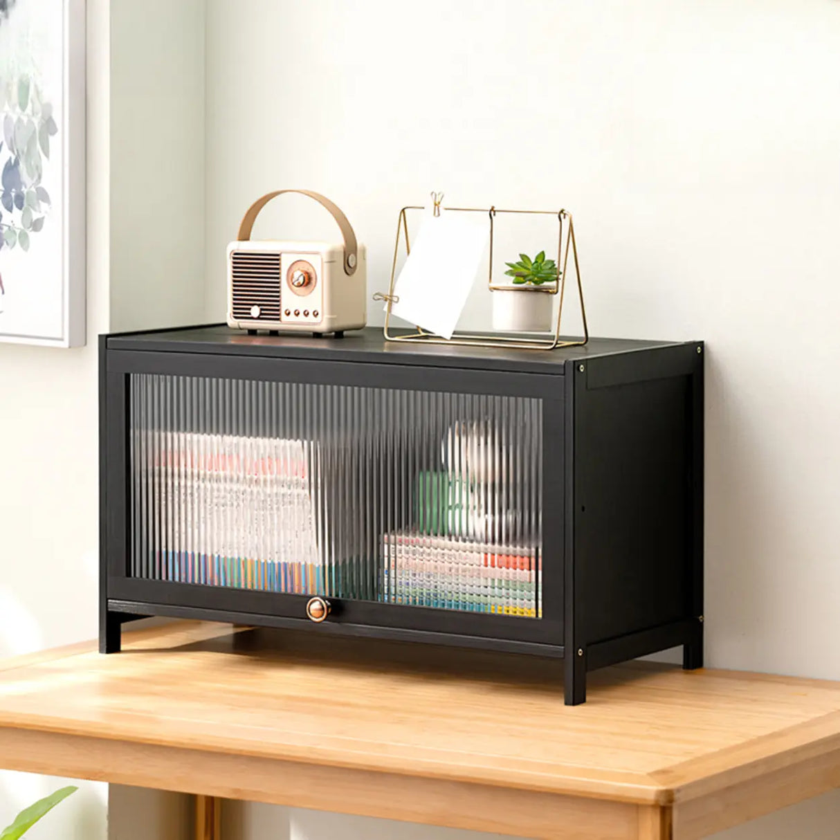 Black Closed Back Wood Vertical Organizer Bookcase Image - 34