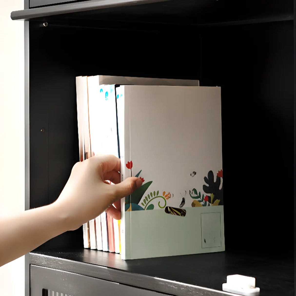 Black Closed Back Wood Vertical Organizer Bookcase Image - 37