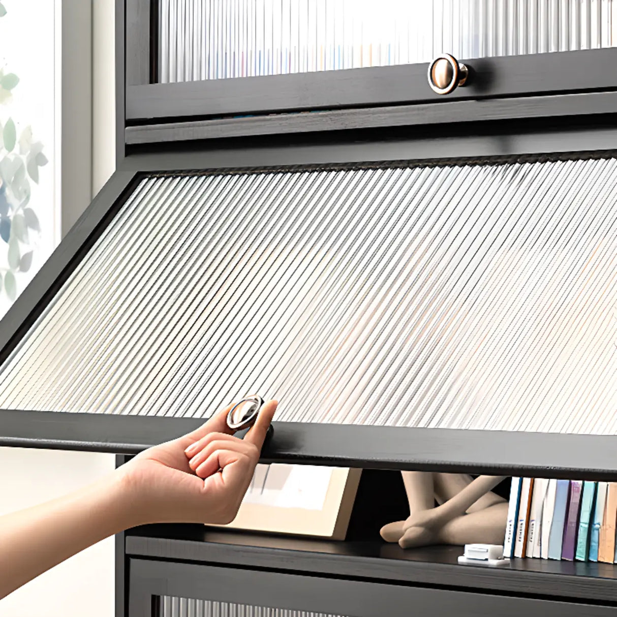 Black Closed Back Wood Vertical Organizer Bookcase Image - 38