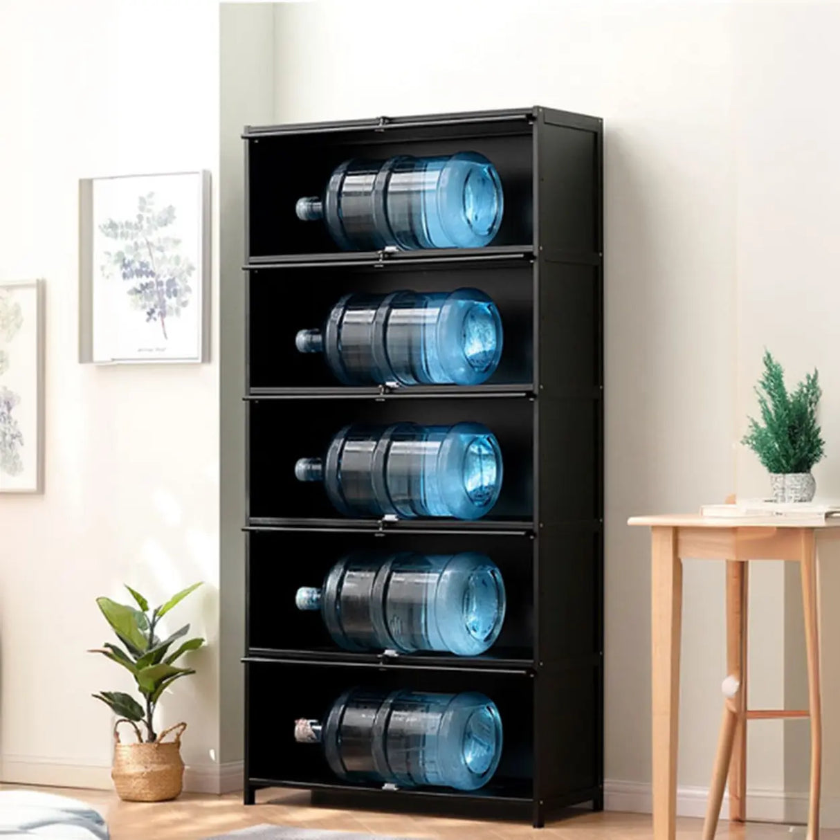 Black Closed Back Wood Vertical Organizer Bookcase Image - 3