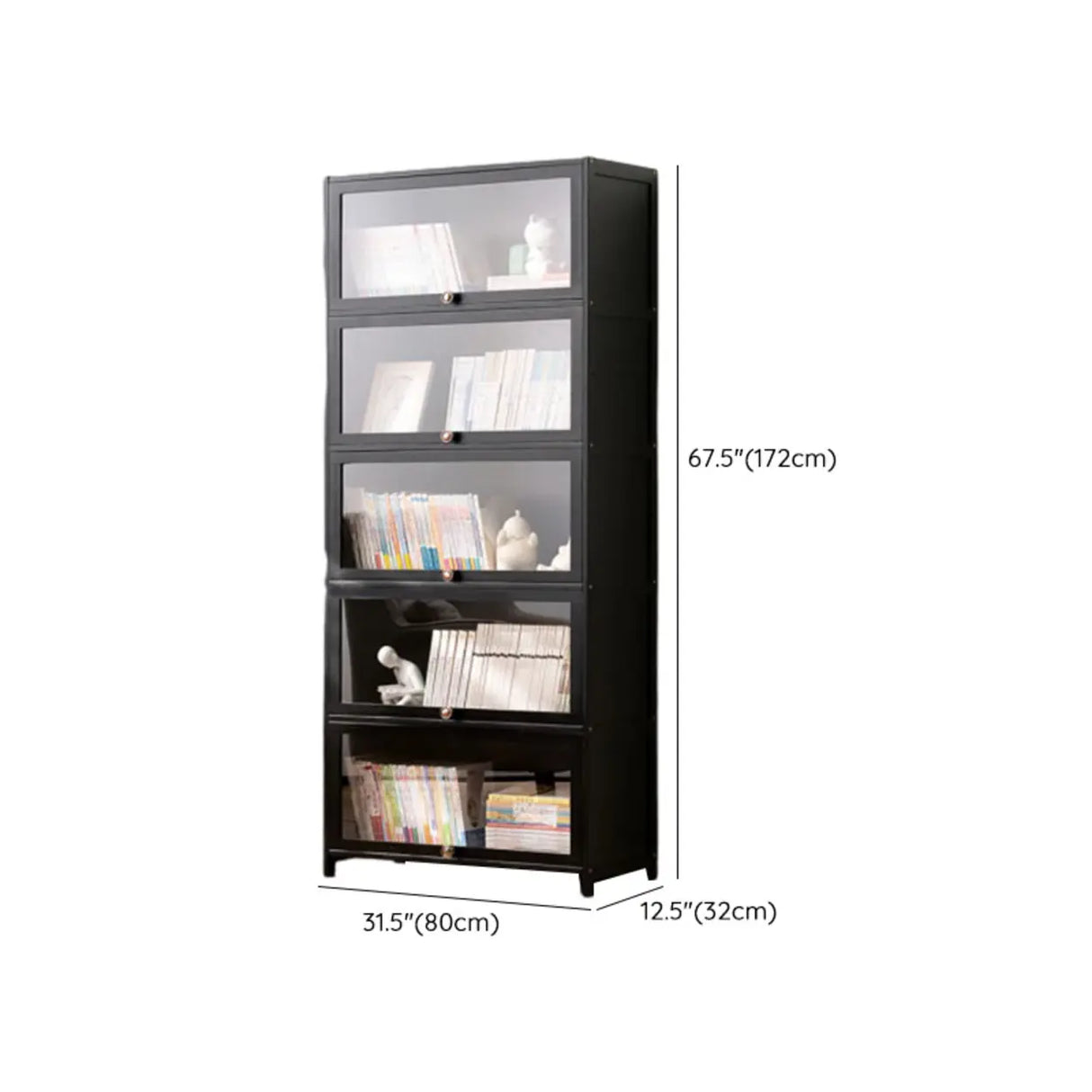 Black Closed Back Wood Vertical Organizer Bookcase Image - 40