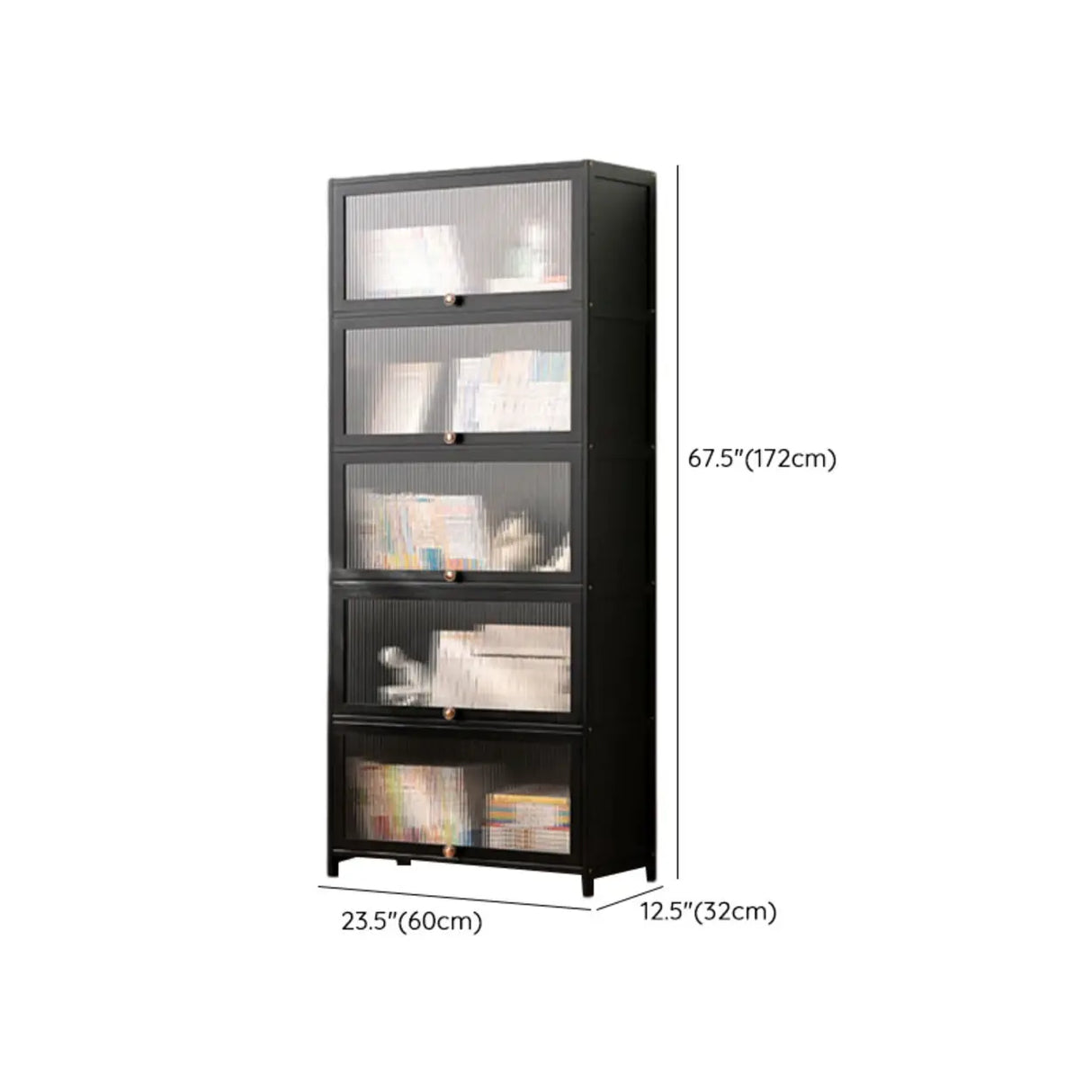 Black Closed Back Wood Vertical Organizer Bookcase Image - 43