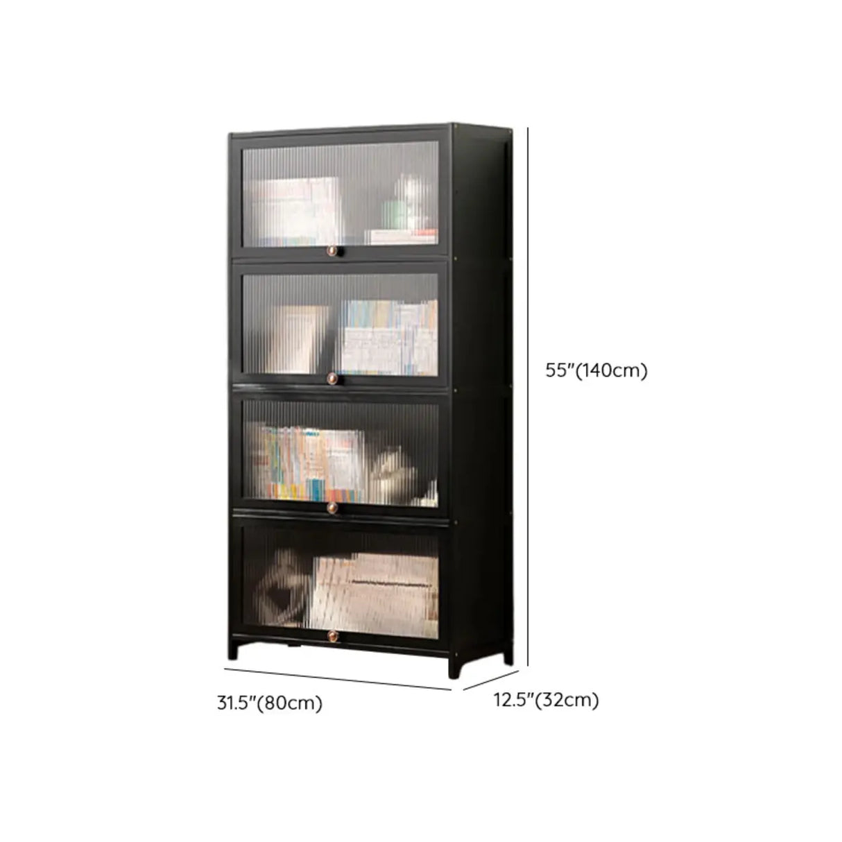 Black Closed Back Wood Vertical Organizer Bookcase Image - 45