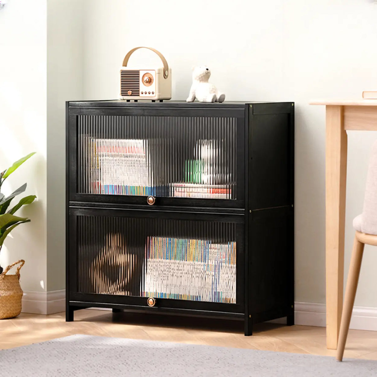 Black Closed Back Wood Vertical Organizer Bookcase Image - 7
