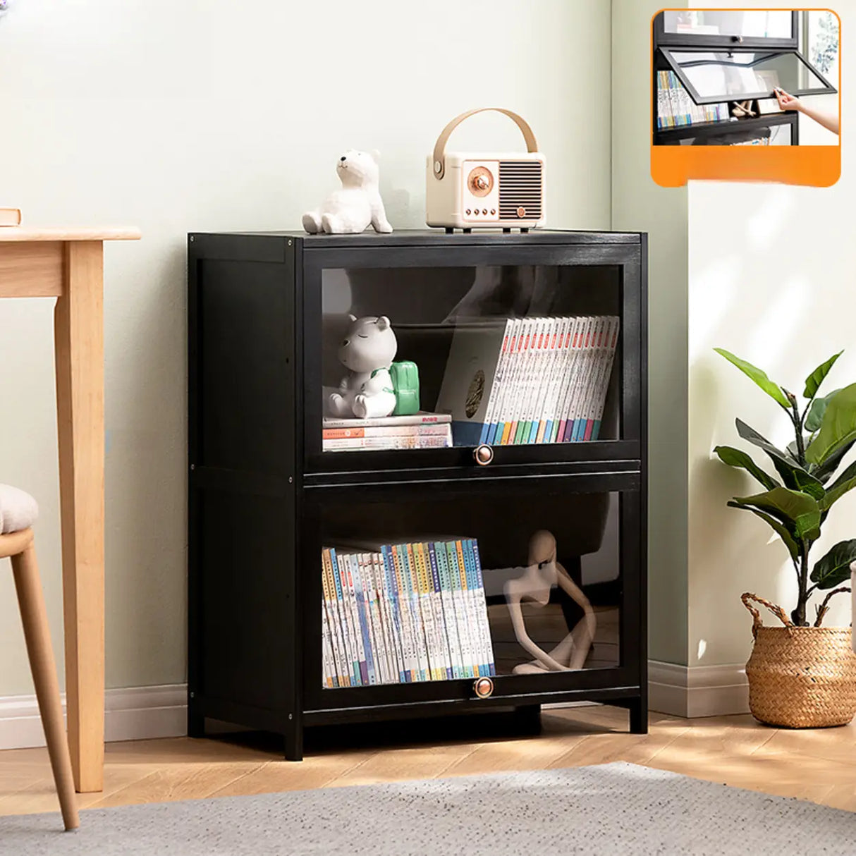 Black Closed Back Wood Vertical Organizer Bookcase Image - 9
