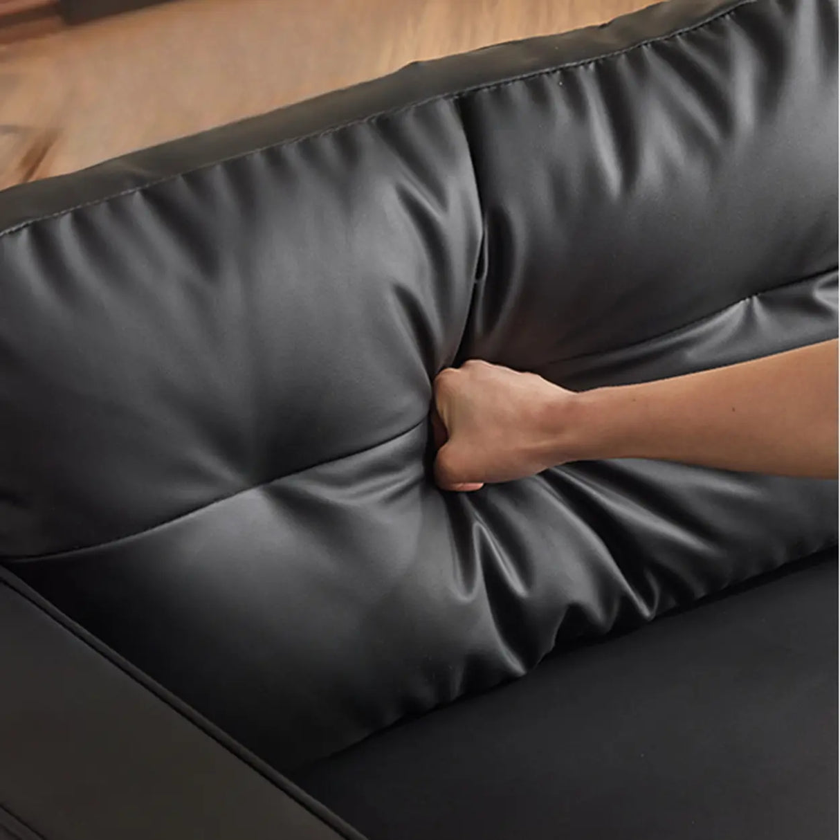 Black Compact Storage Lounge Chair with Pocket and Pillow Image - 15