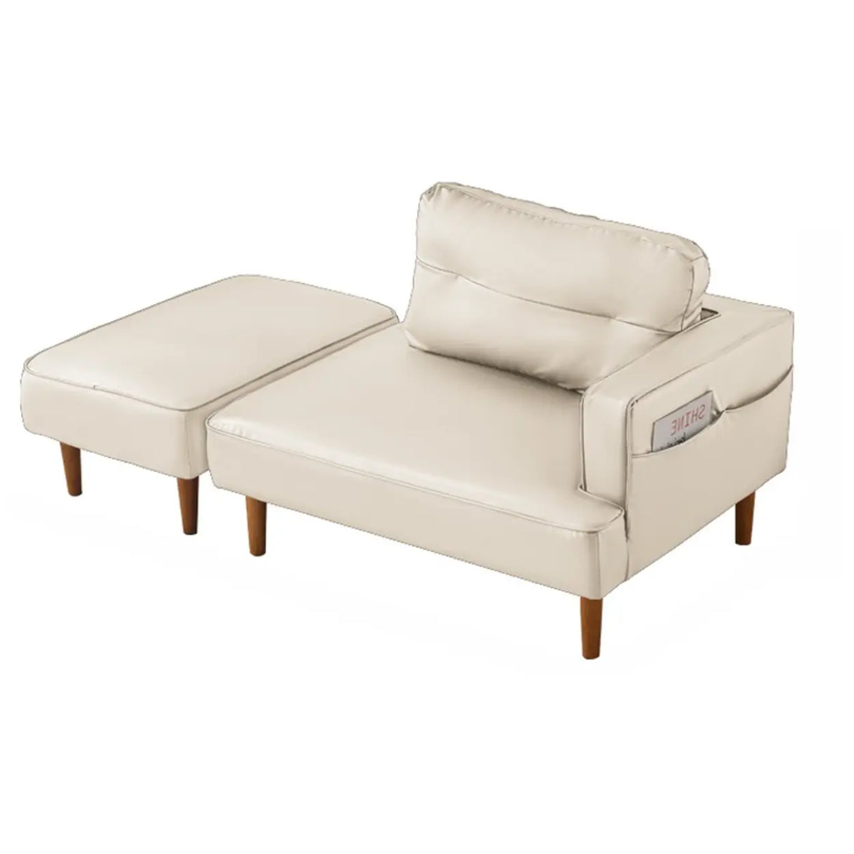 Black Compact Storage Lounge Chair with Pocket and Pillow Image - 25