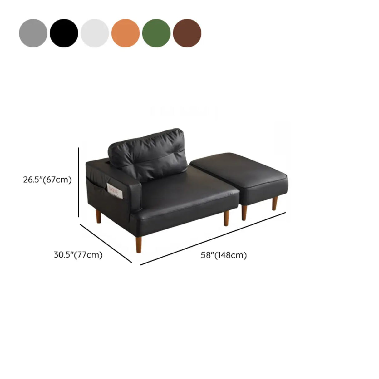 Black Compact Storage Lounge Chair with Pocket and Pillow
