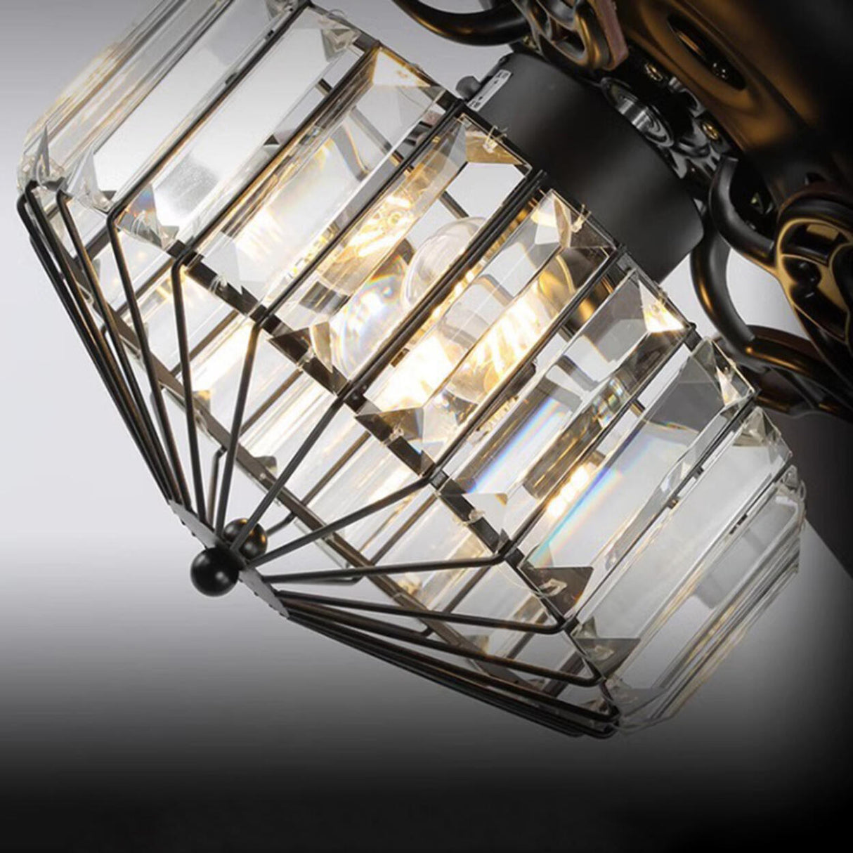 Black Crystal Windmill 5 Blades Ceiling Fan with Light Image - 10