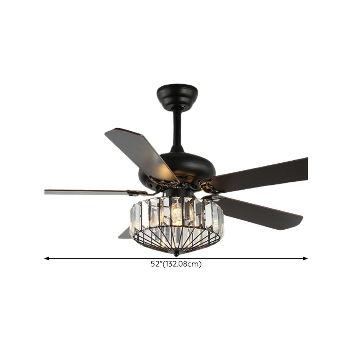 Black Crystal Windmill 5 Blades Ceiling Fan with Light Image - 12