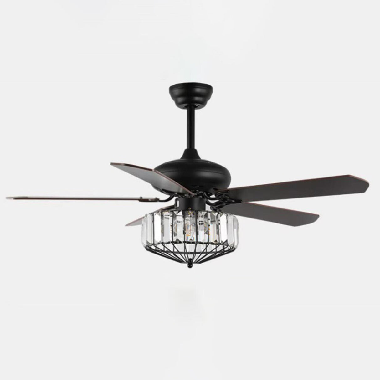 Black Crystal Windmill 5 Blades Ceiling Fan with Light Image - 7