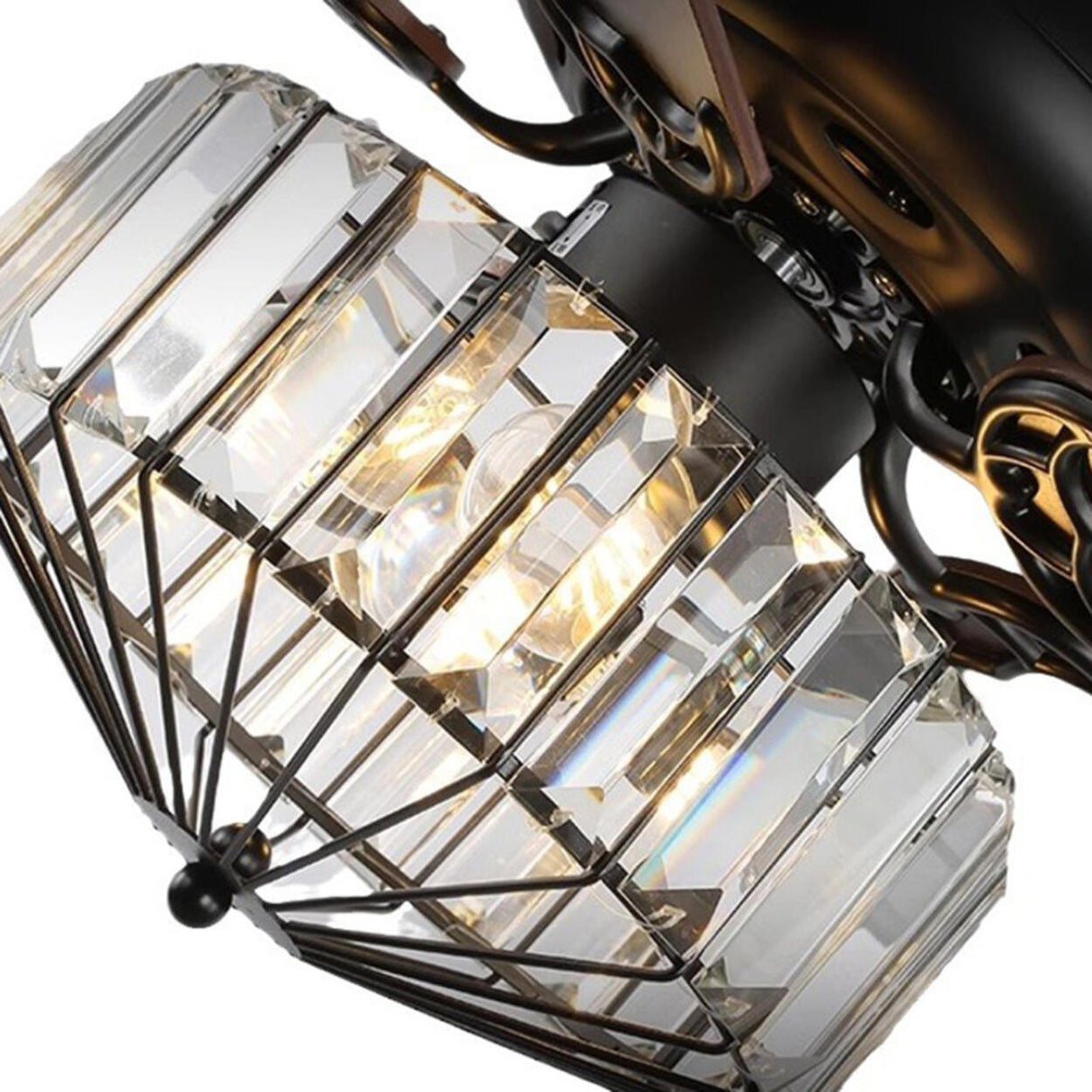 Black Crystal Windmill 5 Blades Ceiling Fan with Light Image - 9