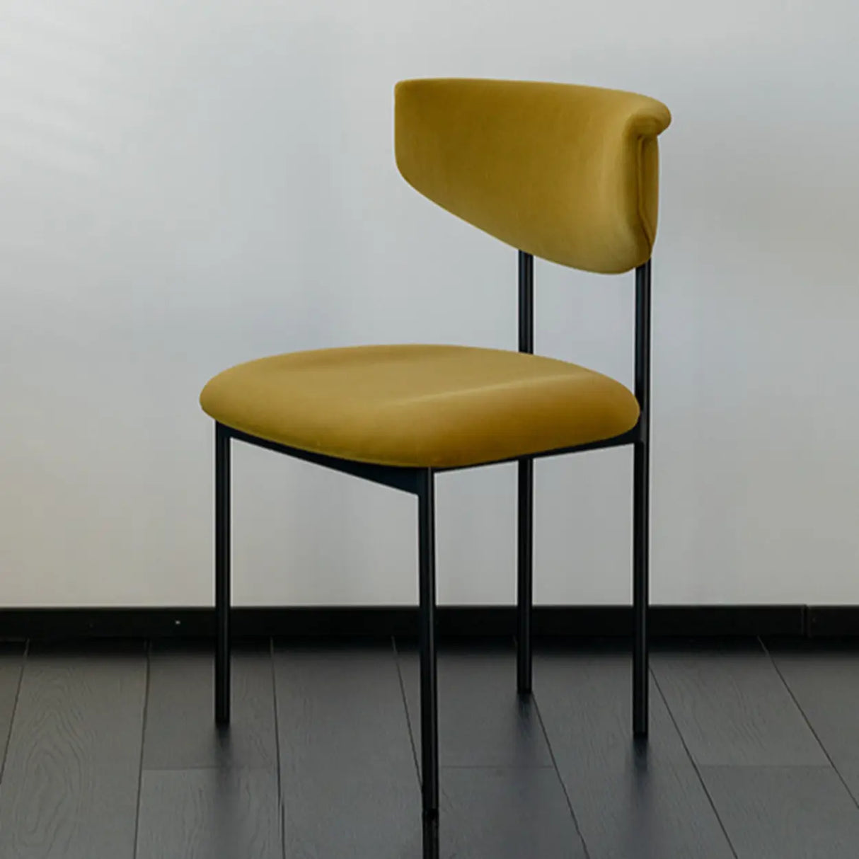 Black Curve Upholstered Low Back Dining Chair Image - 11