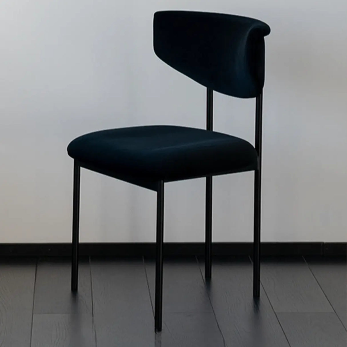 Black Curve Upholstered Low Back Dining Chair Image - 2