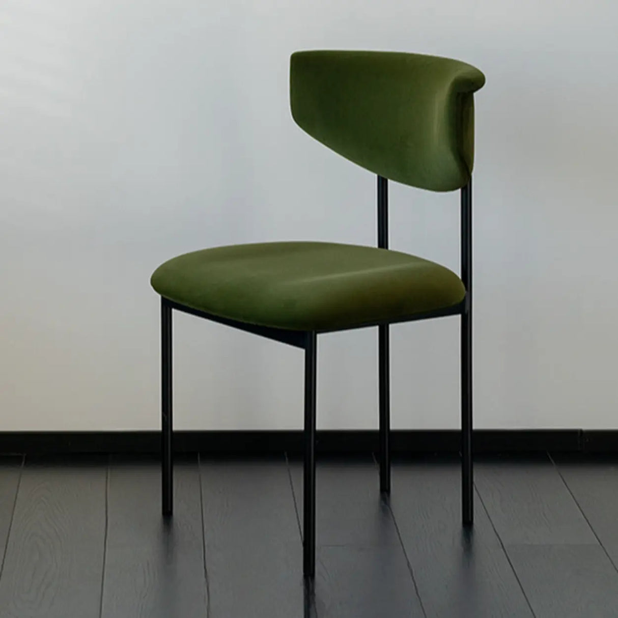 Black Curve Upholstered Low Back Dining Chair Image - 3