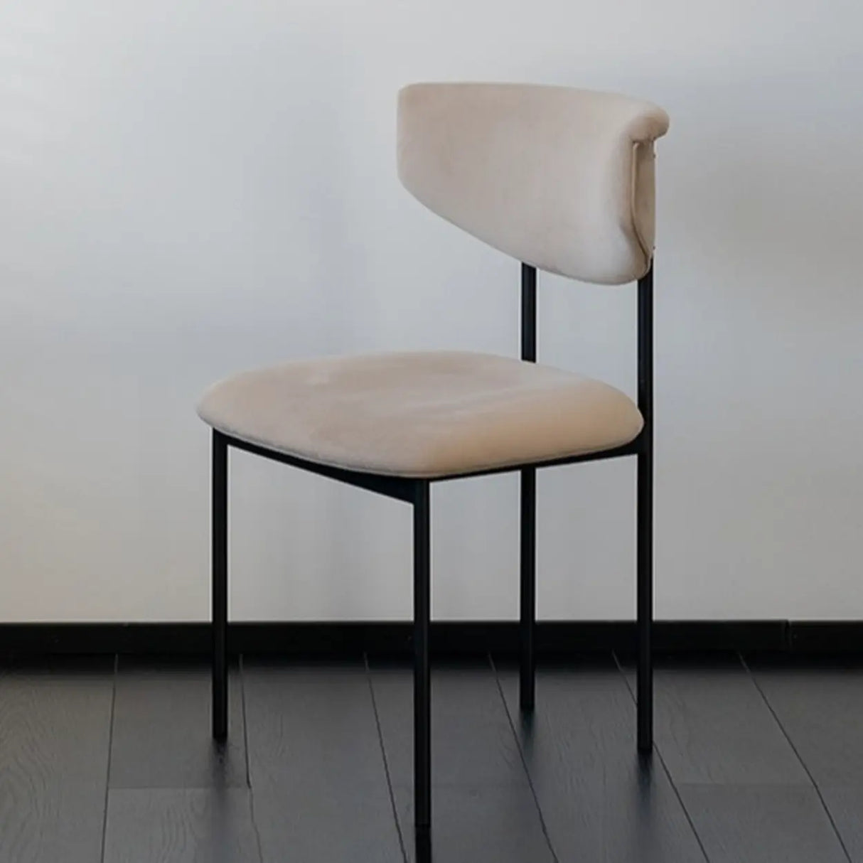 Black Curve Upholstered Low Back Dining Chair Image - 7