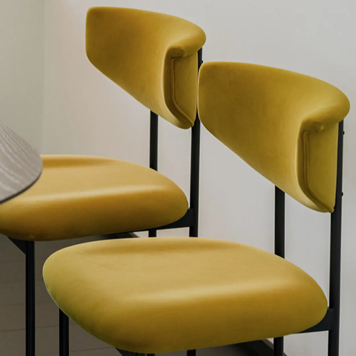 Black Curve Upholstered Low Back Dining Chair Image - 8