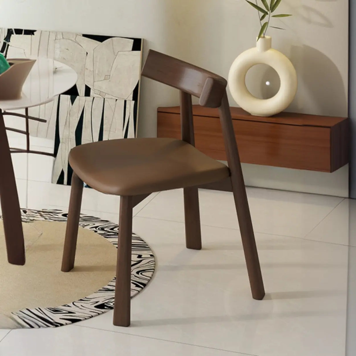 Black Curved Back Upholstered Wooden Dining Chairs Image - 14