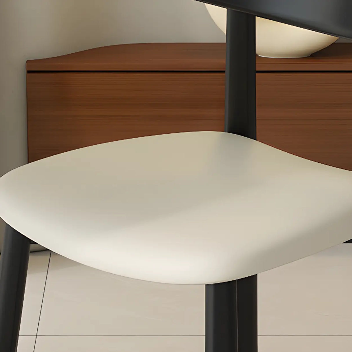 Black Curved Back Upholstered Wooden Dining Chairs Image - 6