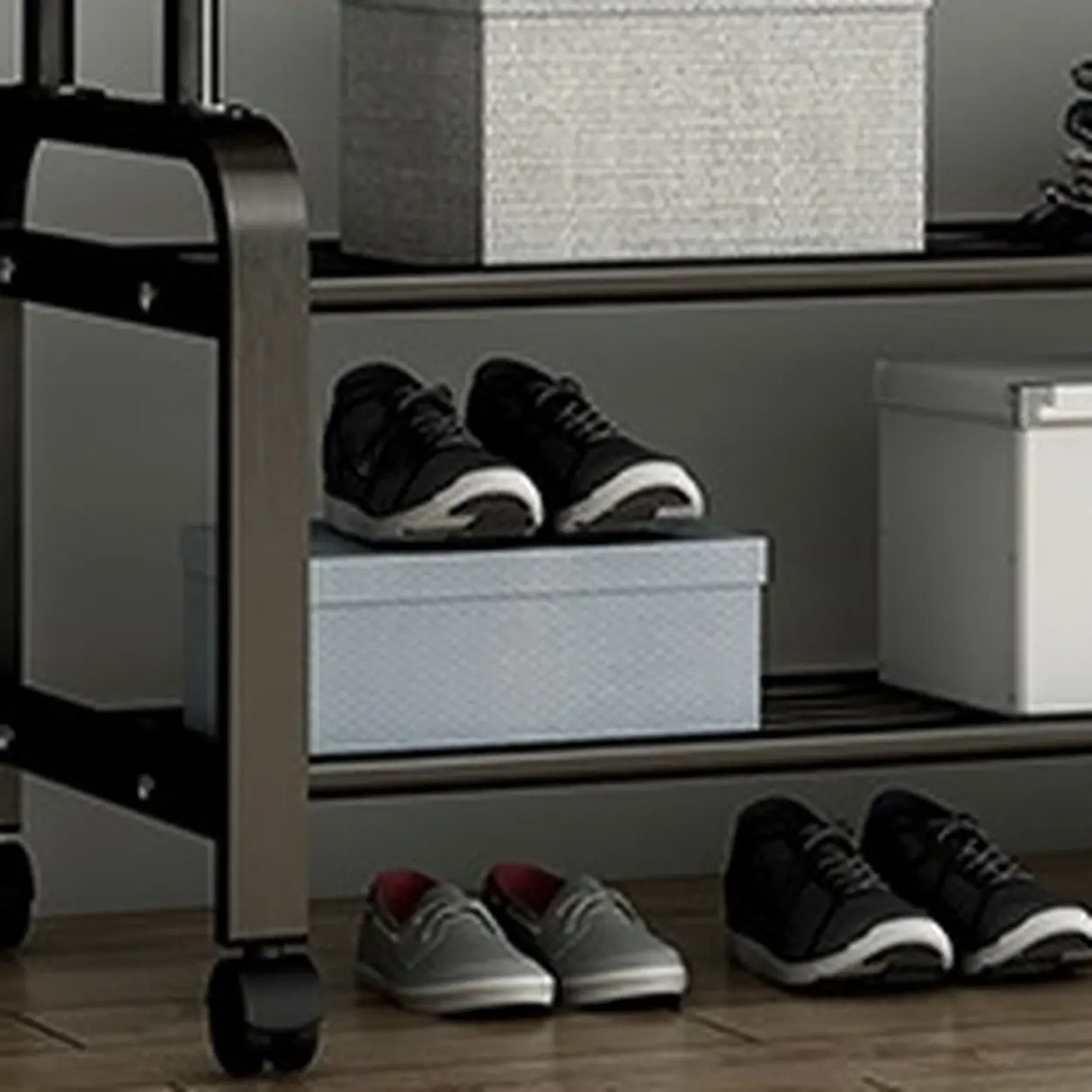 Black Double Rail Metal Freestanding Hooks Closet Rack Image - 7