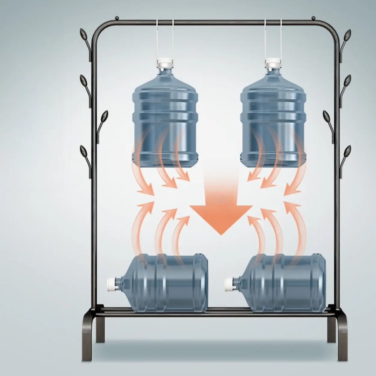 Black Double Rail Metal Freestanding Hooks Closet Rack Image - 9