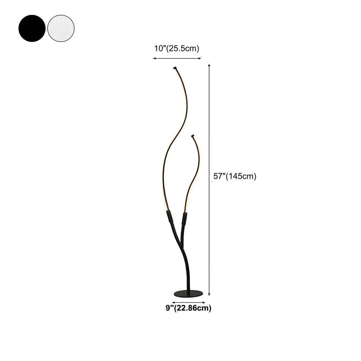 Black Dual Curved Light Bars Modern LED Floor Lamp