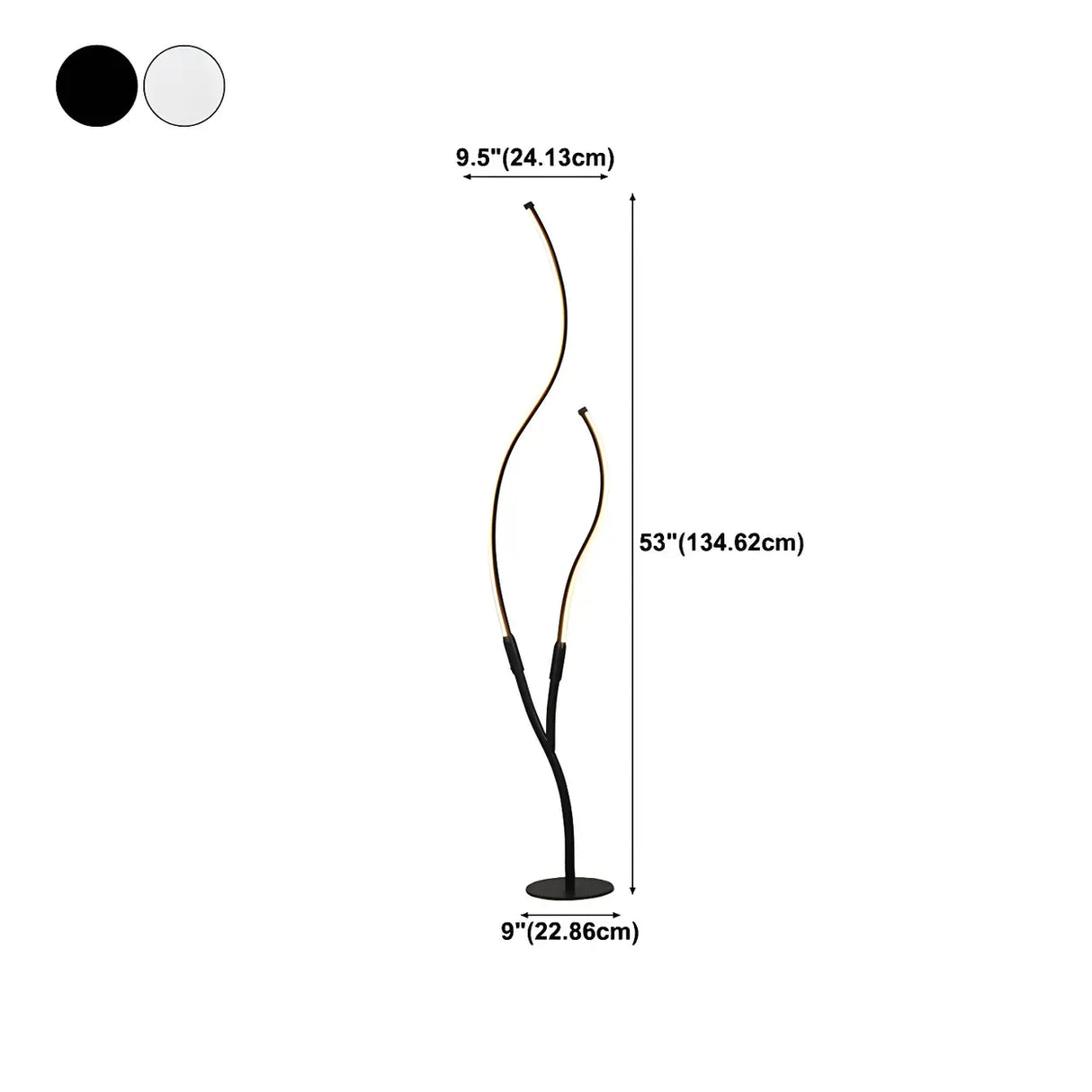 Black Dual Curved Light Bars Modern LED Floor Lamp