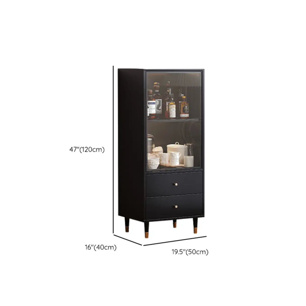 Black Enclosed Glass Living Room Storage China Cabinet