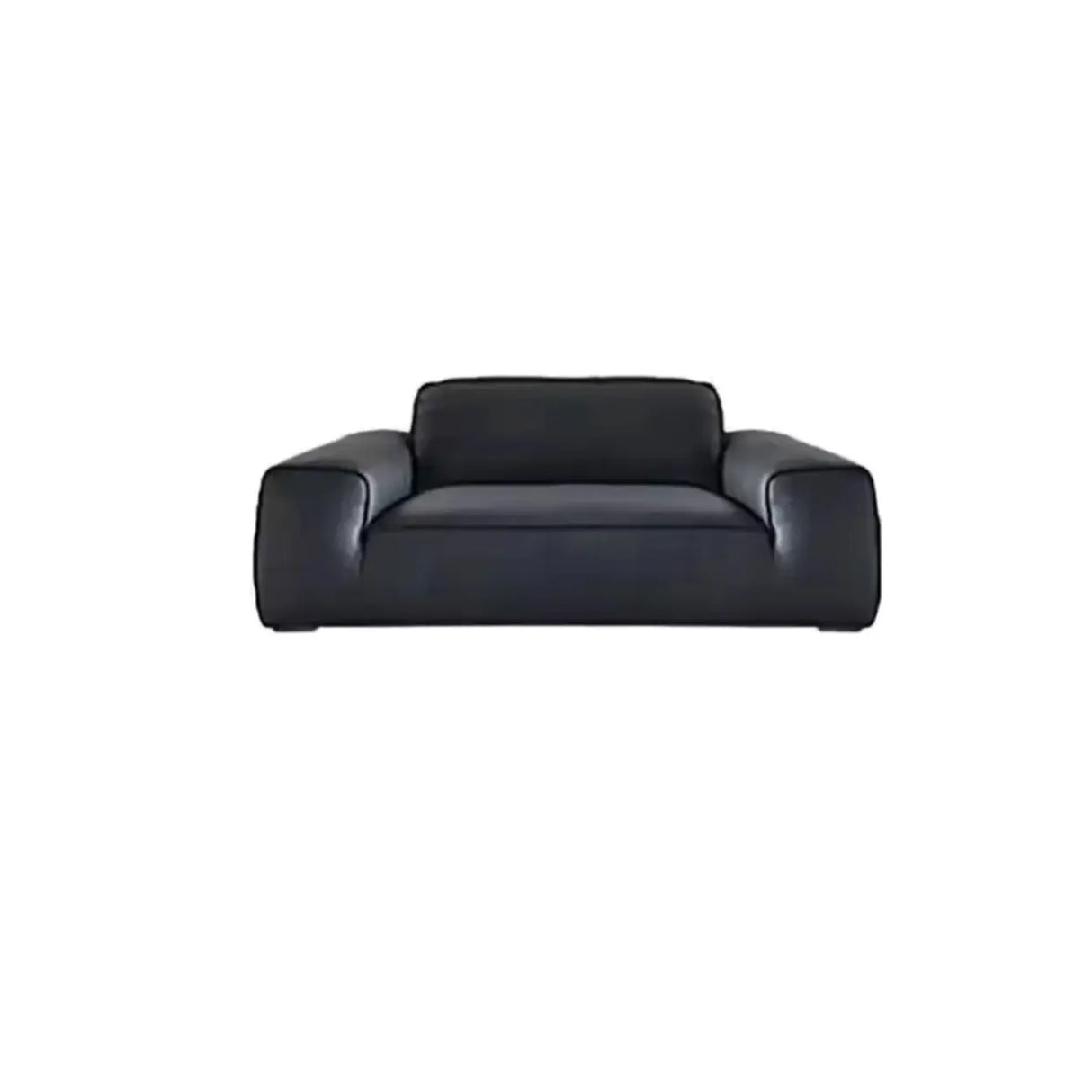 Black Faux Leather Square Arm Concealed Support Sofa Image - 2