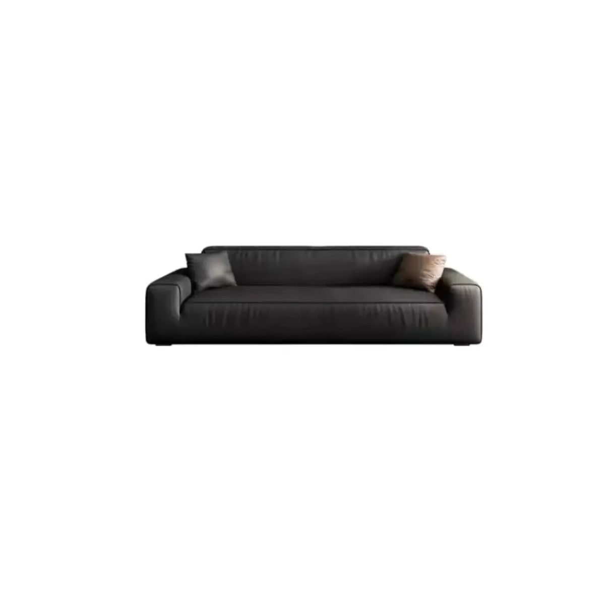 Black Faux Leather Square Arm Concealed Support Sofa Image - 3