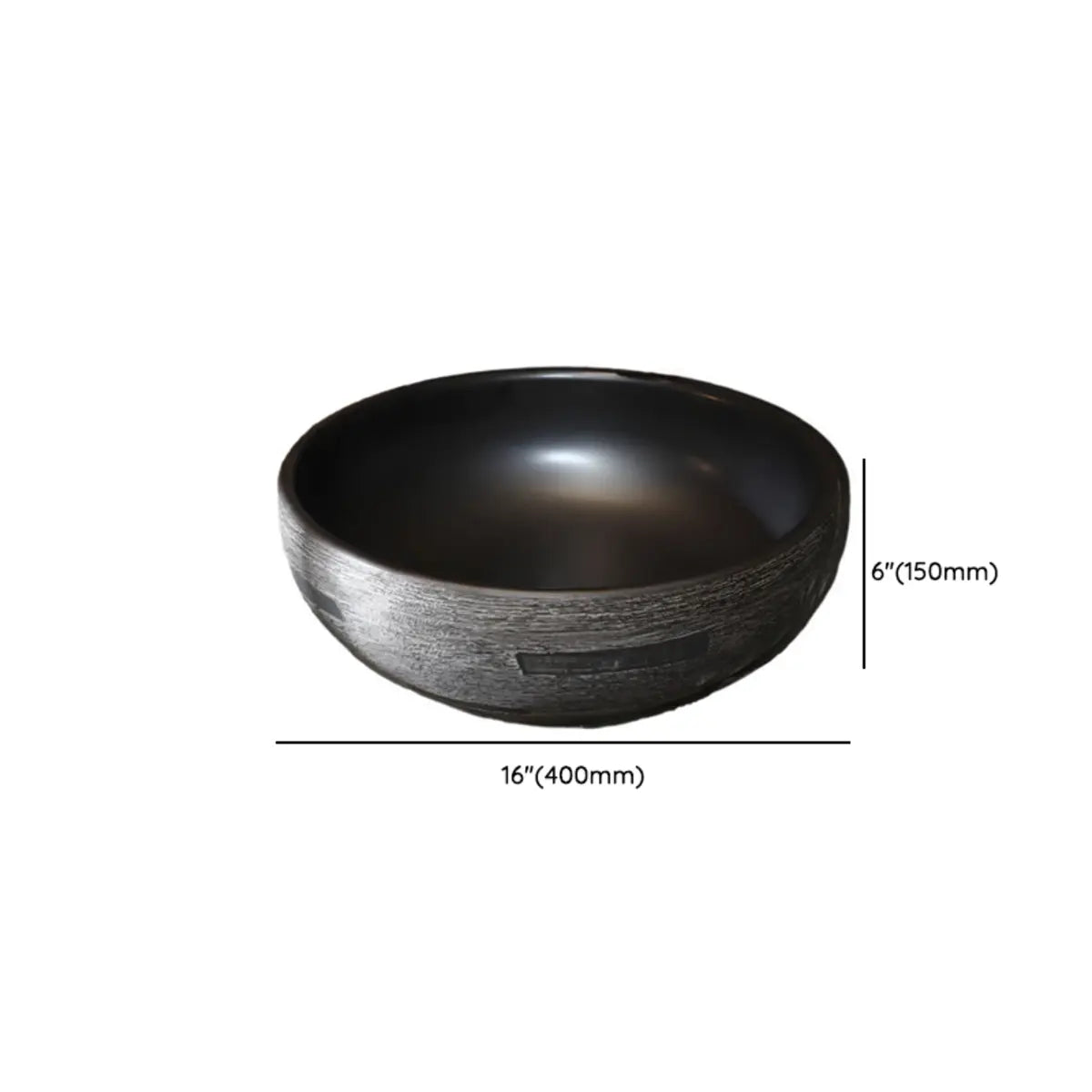 Black Finish Rectangular Vitreous China Vessel Sink