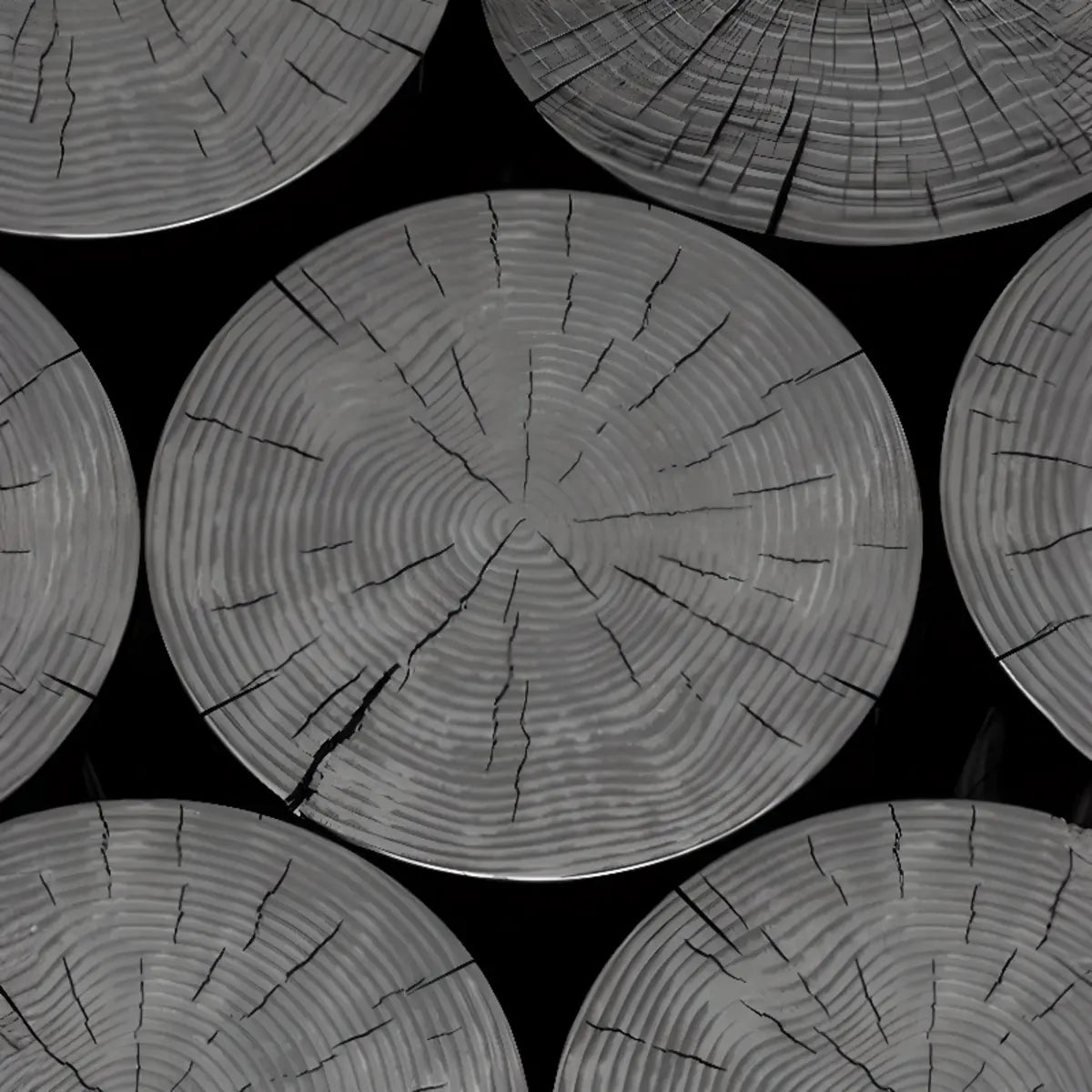 Black Finish Round Timber Tray Nesting Coffee Table Image - 12