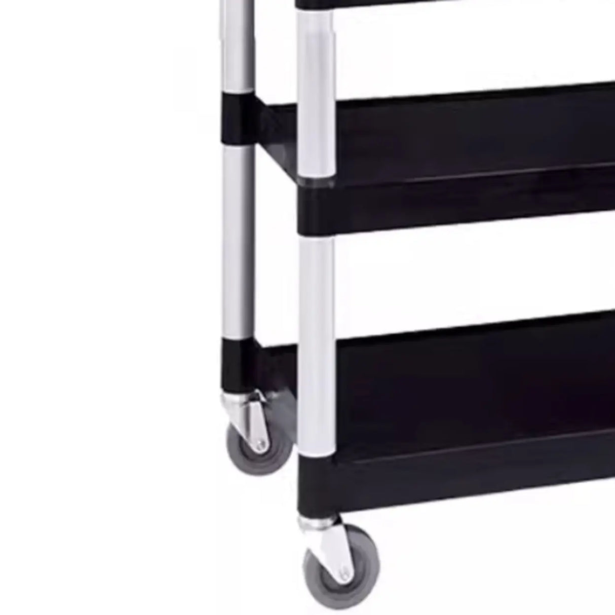 Black Finish Three Shelves Utility Cart with Wheels Image - 10