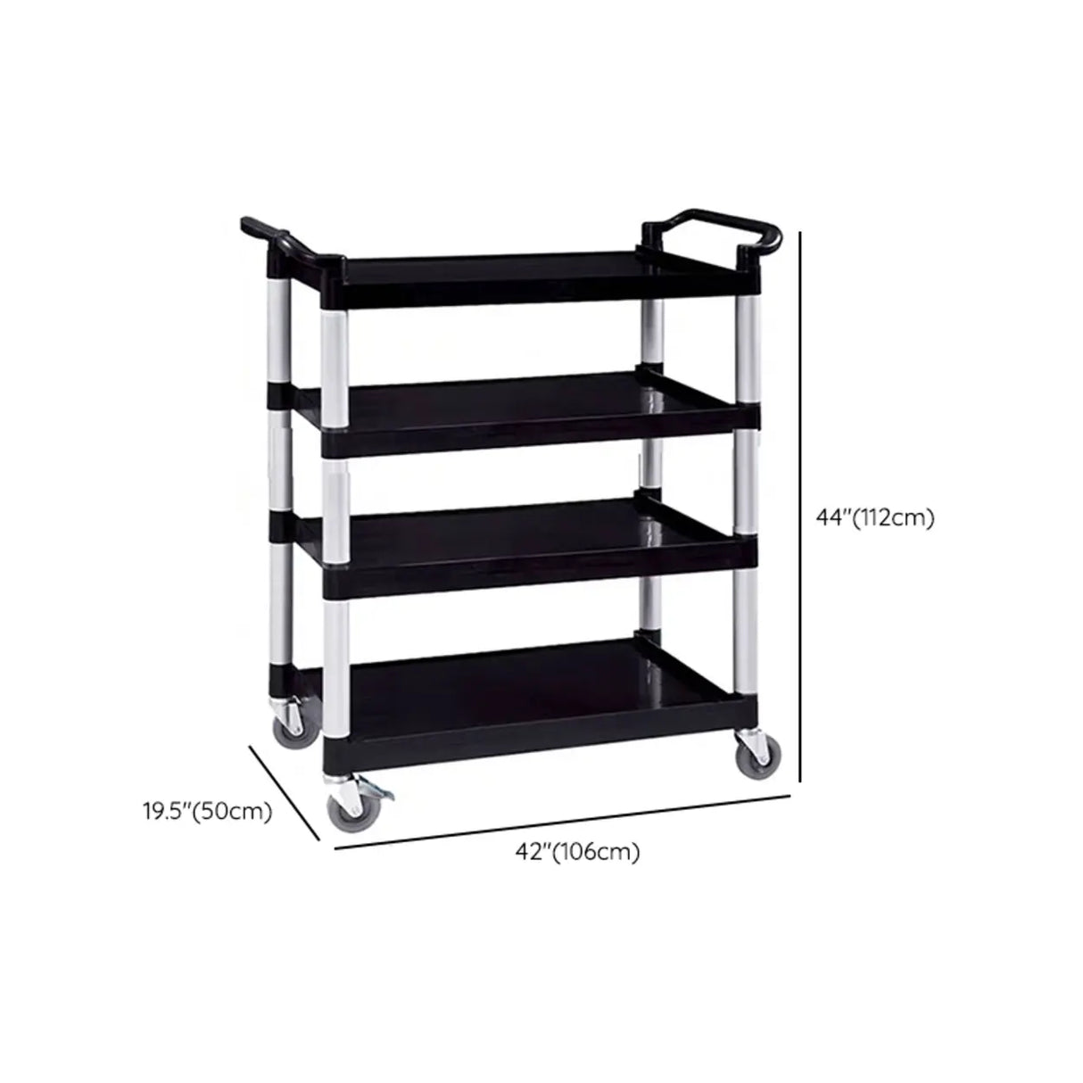 Black Finish Three Shelves Utility Cart with Wheels Image - 13