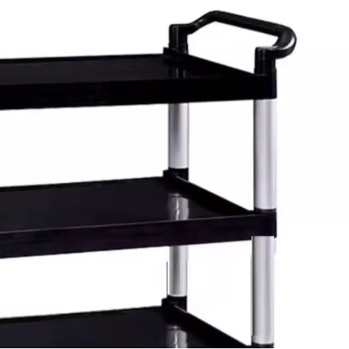 Black Finish Three Shelves Utility Cart with Wheels Image - 8