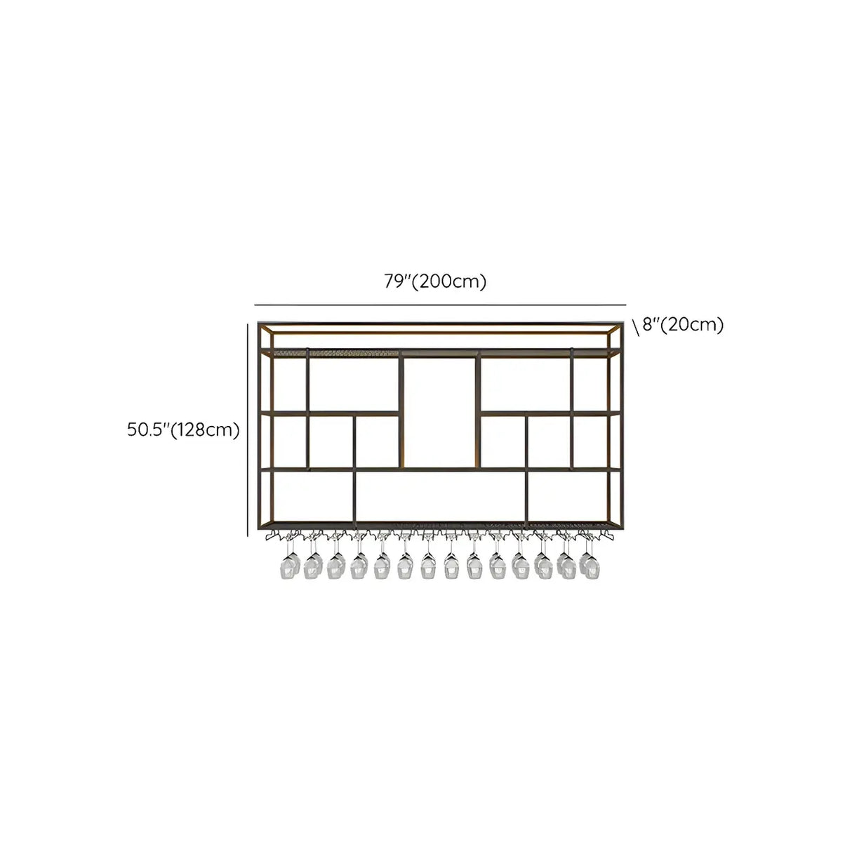 Black Floating Iron Large Black Wall Mount Wine Rack