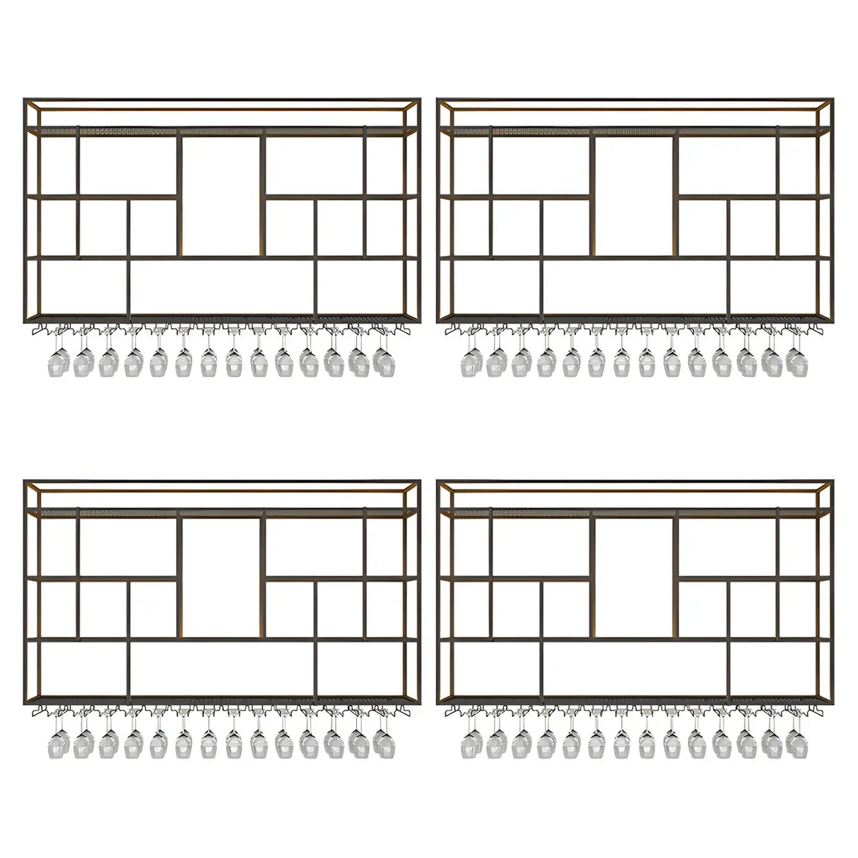 Black Floating Iron Large Black Wall Mount Wine Rack Image - 5