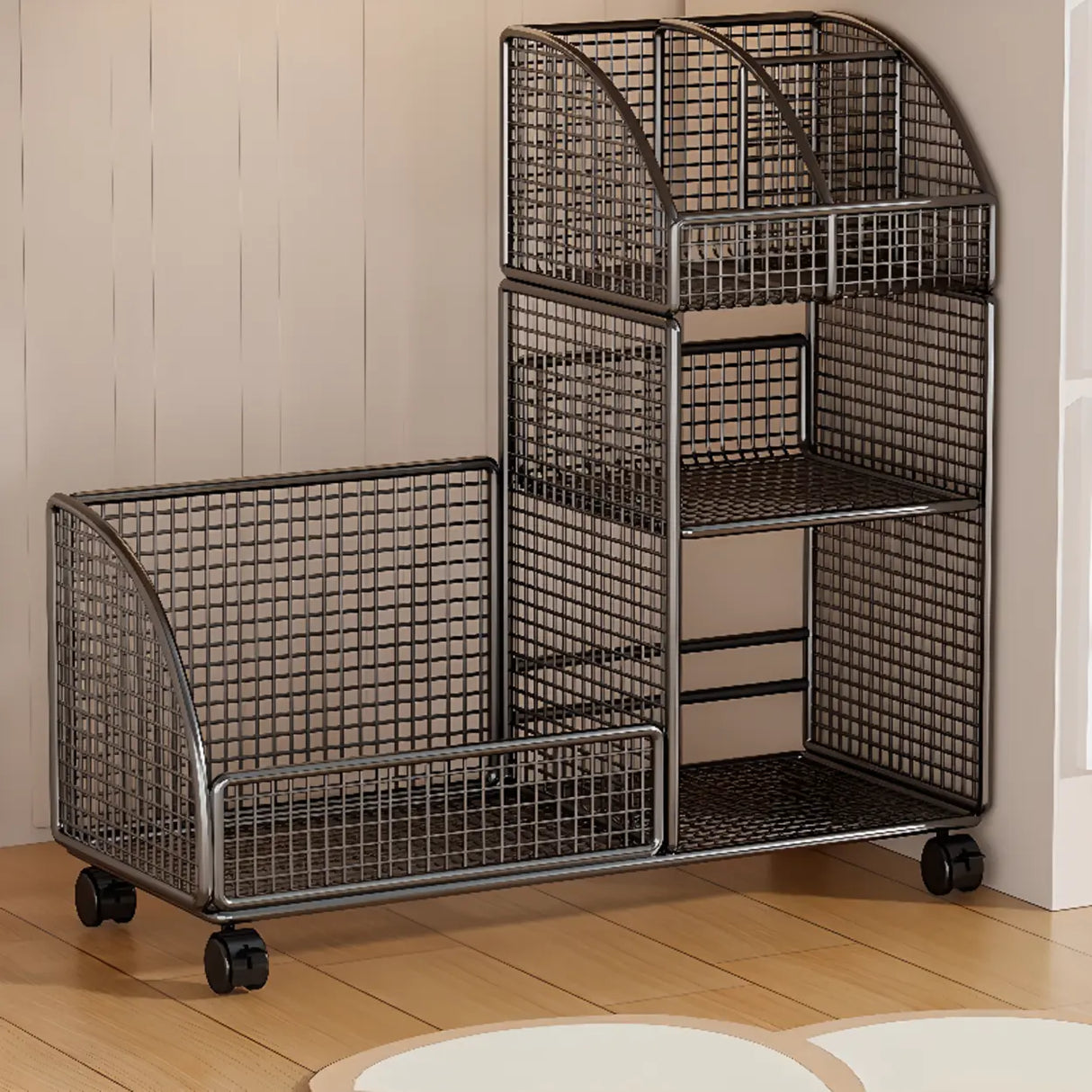 Black Freestanding Fixed Height Metal Utility Cart Image - 1