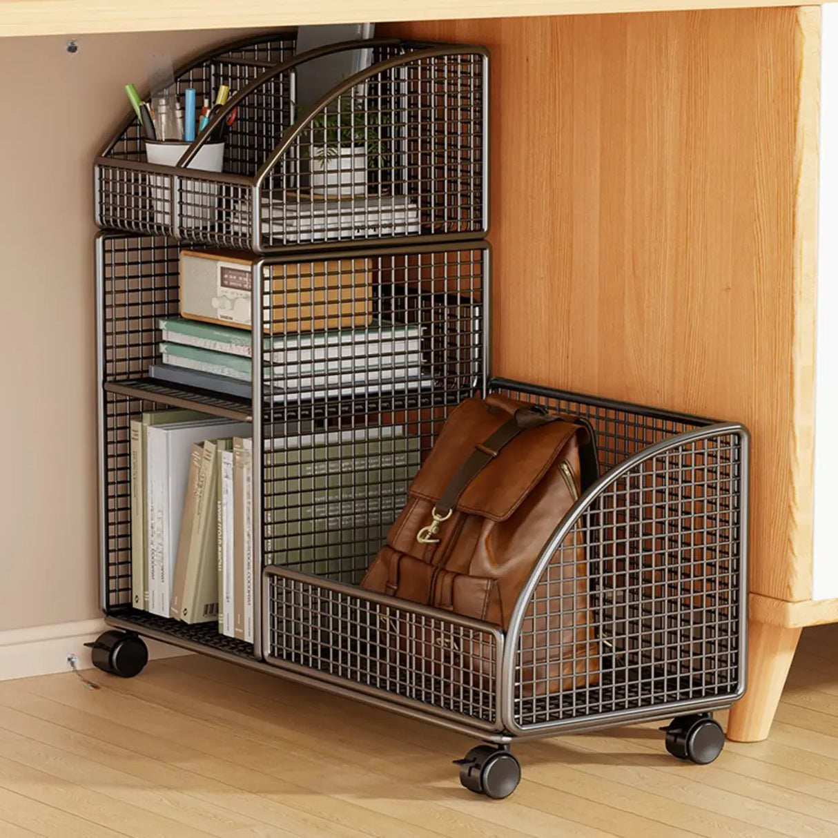 Black Freestanding Fixed Height Metal Utility Cart Image - 2