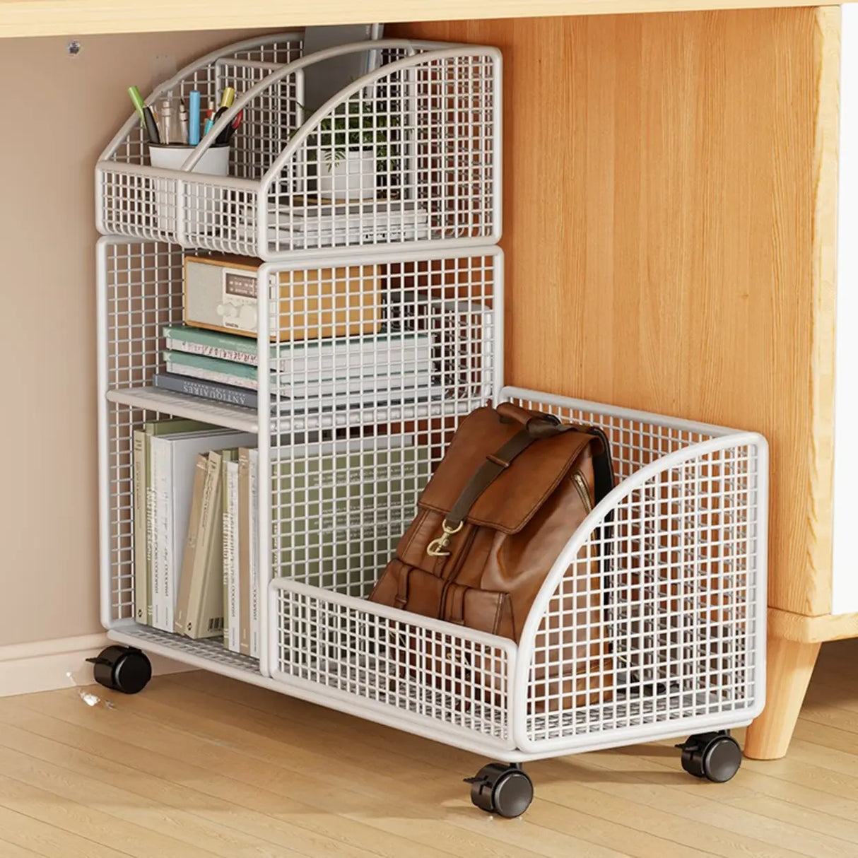 Black Freestanding Fixed Height Metal Utility Cart Image - 3