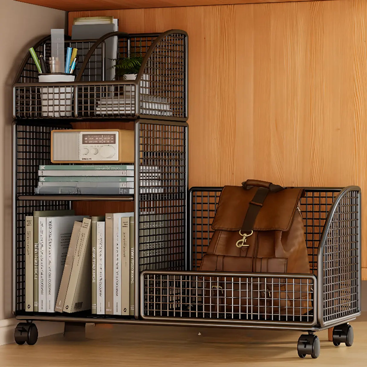 Black Freestanding Fixed Height Metal Utility Cart Image - 4