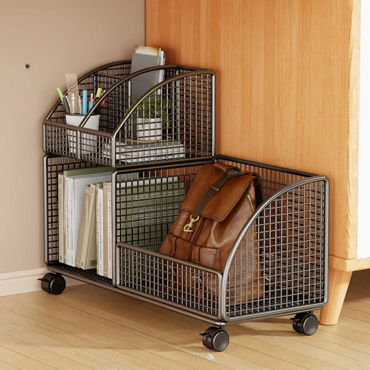 Black Freestanding Fixed Height Metal Utility Cart Image - 5