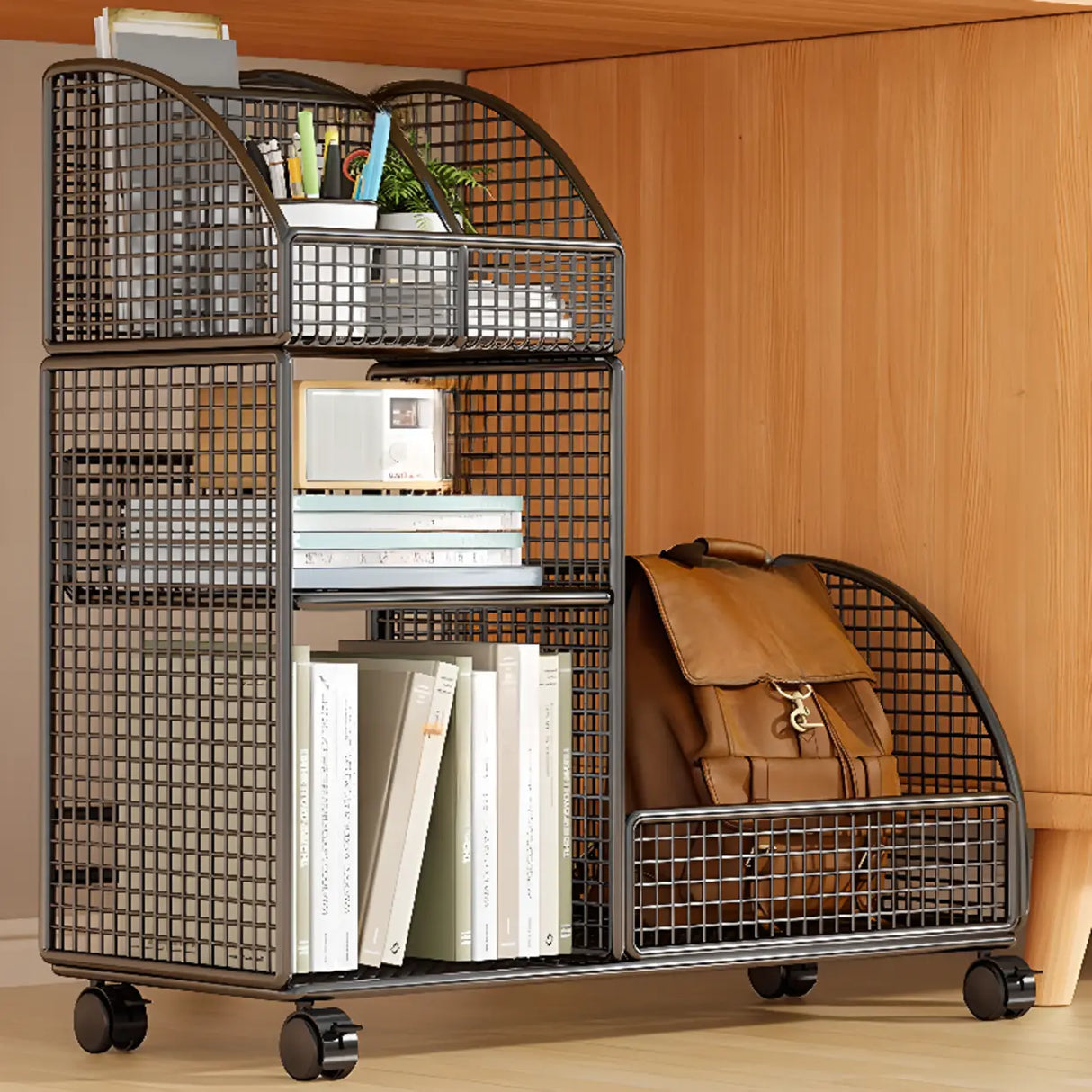 Black Freestanding Fixed Height Metal Utility Cart Image - 6