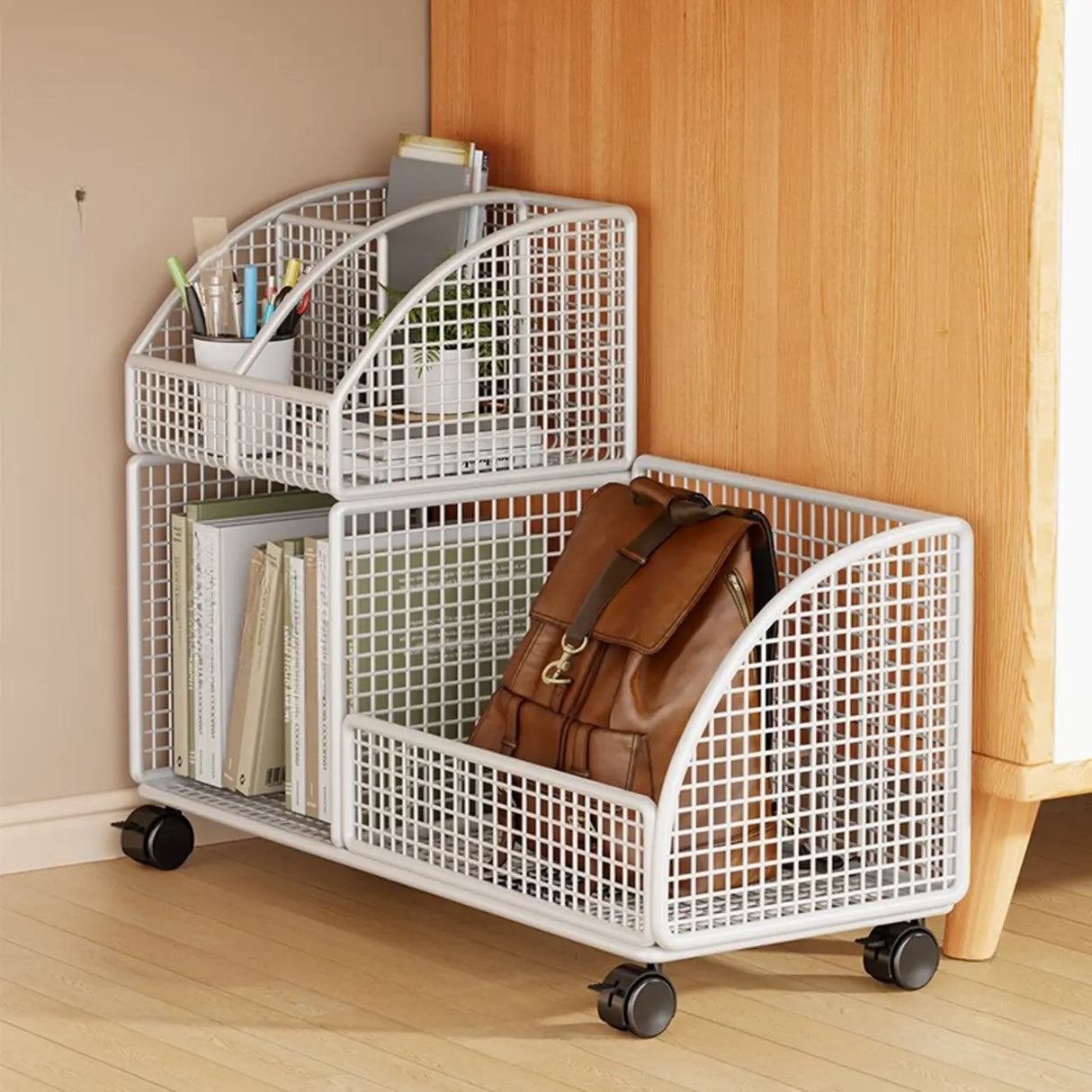 Black Freestanding Fixed Height Metal Utility Cart Image - 7